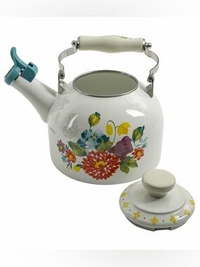 The Pioneer Woman Blooming Bouquet 2-Quart Enamel-on-Steel Tea Kettle floral